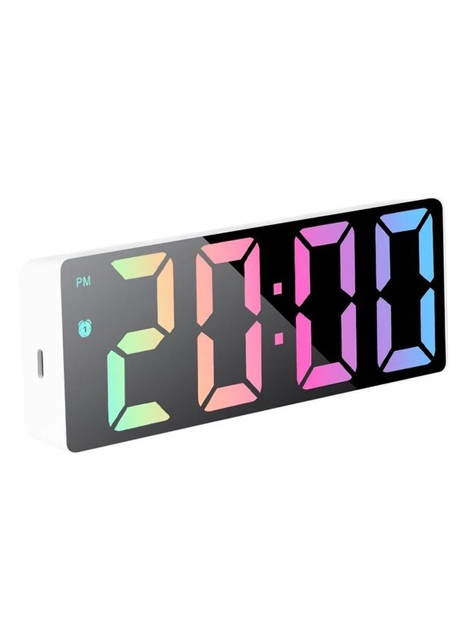 White LED Alarm Clock World Time Date Temperature Display Dual Mode Snooze - Image 1