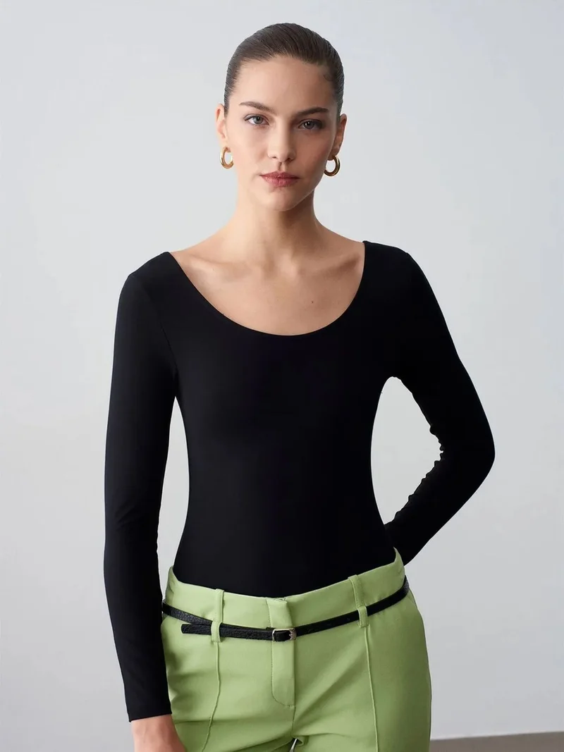 Dilvin DILVIN Slim Fit Modal Jersey Bodysuit