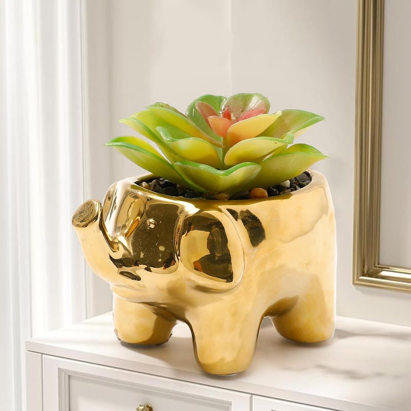 The Better Home Artificial Plants for Home Decor Items with Pot 12CM Aesthetic Room Decor Items for Bedroom Living Room Succulent Green Leaves Decorative Items for Home Office Table Accessories - Image 1