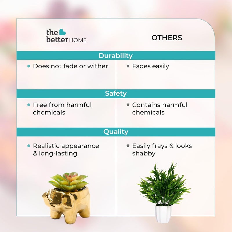 The Better Home Artificial Plants for Home Decor Items with Pot 12CM Aesthetic Room Decor Items for Bedroom Living Room Succulent Green Leaves Decorative Items for Home Office Table Accessories - Image 5