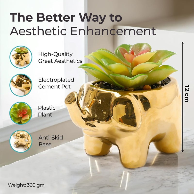 The Better Home Artificial Plants for Home Decor Items with Pot 12CM Aesthetic Room Decor Items for Bedroom Living Room Succulent Green Leaves Decorative Items for Home Office Table Accessories - Image 3