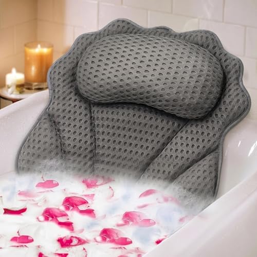 RUVINCE Bath Pillow RUVINCE Ergonomic Luxury Bathtub Pillow with HeadNeck Shoulder and Back Support 4D Bath Pillows for tub with 6 Powerful Suction Cups Fits All Bathtub - Image 1