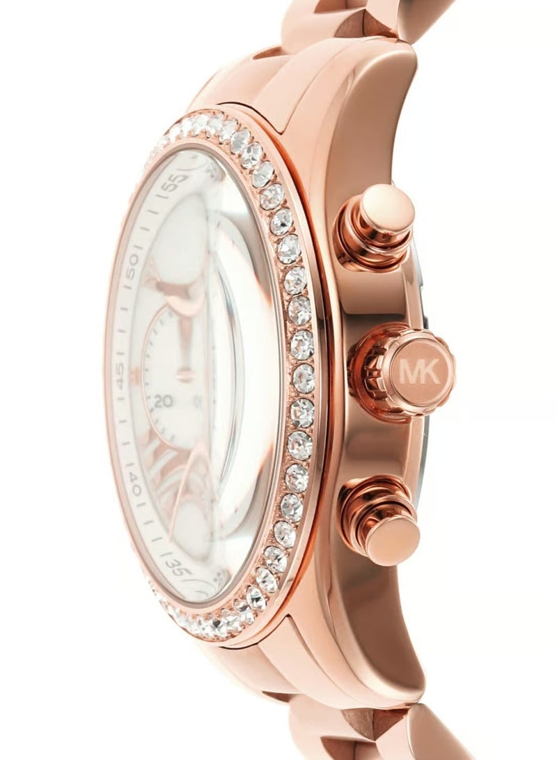 MK Lexington Chronograph Rose Gold Dial Rose Gold Steel Strap Watch for Women - 7242 - Image 3