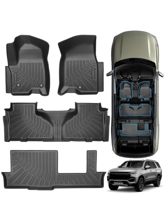 Delehehe Car floor mat and trunk mat set for with 2021-2025 Chevrolet Tahoe & GMC Yukon (Only for 8 Seats) All Weather TPE 3D Floor Liners - Image 1
