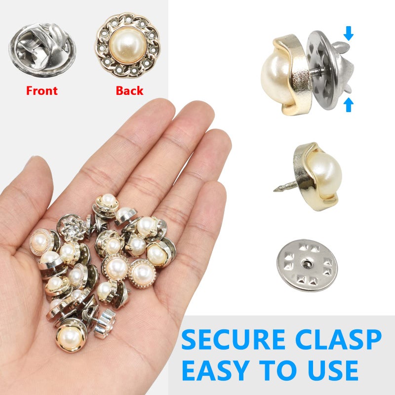 BDS-HOME 80Pcs Women Shirt Brooch Buttons Cover up Button Pin Safety Brooch Buttons 10 Style No-Sew Replacement for Clothing Dress Sweater Shoes Hats Decorative Supplies - Image 5