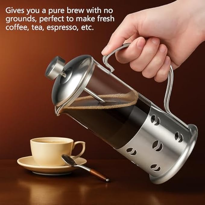 FITTO Coffee Pot Press Plunger Coffee Teapot 350Mm Size Ideal For Home And Office - Image 5