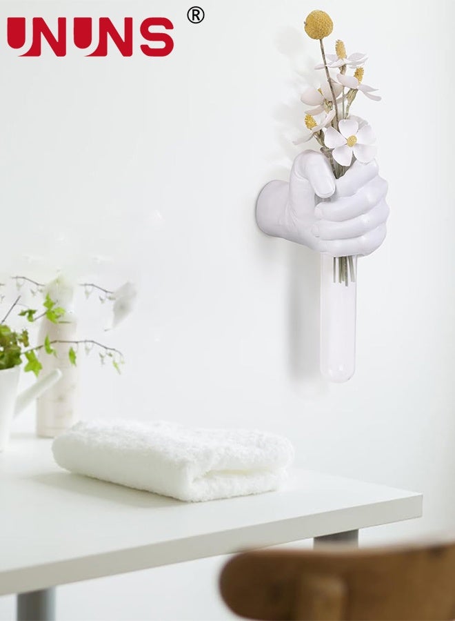 UNUNS Wall Vase,White Wall Sculptures,Hand Vases Home Decor,Wall Mount Art Sculpture,Unique Wall Art Statue,Wall-Mounted Human Hand Decorative Vase,Hanging Decor for Wall＆Home Decor,Bathroom,Restaurant,Hotel,White - Image 5