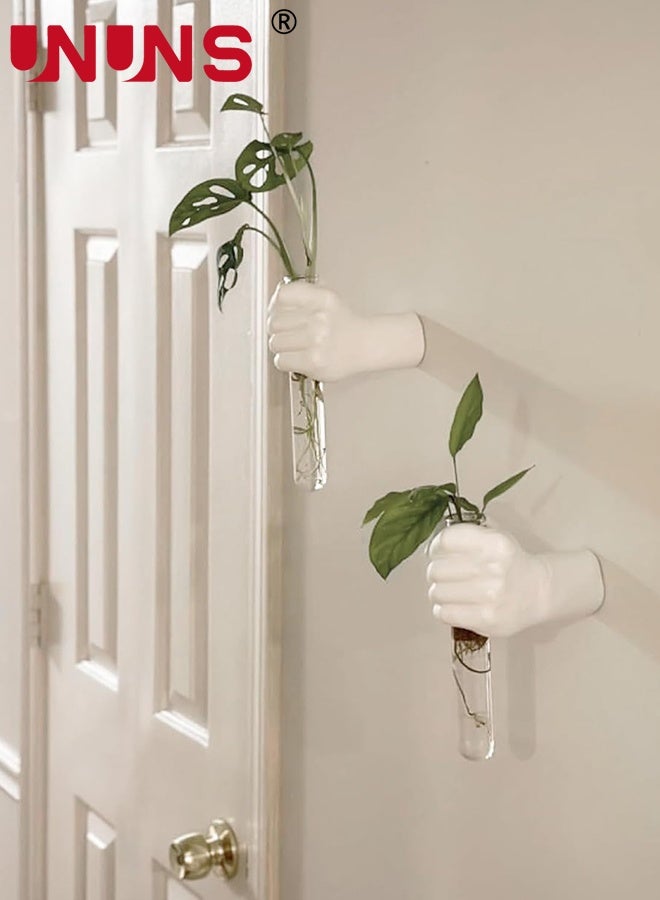 UNUNS Wall Vase,White Wall Sculptures,Hand Vases Home Decor,Wall Mount Art Sculpture,Unique Wall Art Statue,Wall-Mounted Human Hand Decorative Vase,Hanging Decor for Wall＆Home Decor,Bathroom,Restaurant,Hotel,White - Image 4