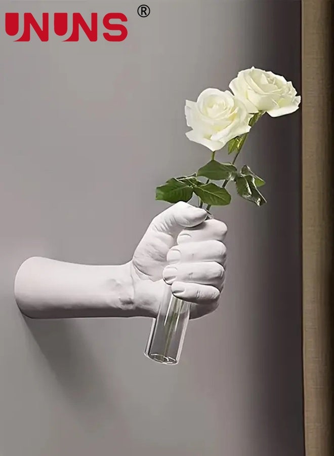 UNUNS Wall Vase,White Wall Sculptures,Hand Vases Home Decor,Wall Mount Art Sculpture,Unique Wall Art Statue,Wall-Mounted Human Hand Decorative Vase,Hanging Decor for Wall＆Home Decor,Bathroom,Restaurant,Hotel,White - Image 2