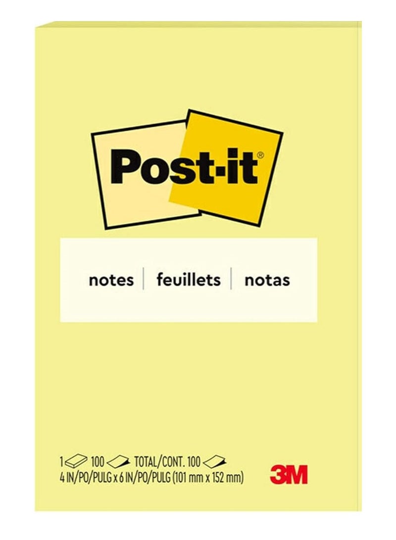 100-Piece Sticky Notes 4X6 Inch Size Yellow