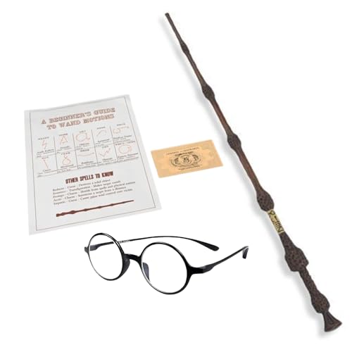 FUSKED Magical Wizard Wand with Authentic Details for Kids Unisex Party Costume Christmas Cosplay Accessory, Magical Costume Theme Party (Dumbledore and Hp Sunglasses) - Image 1