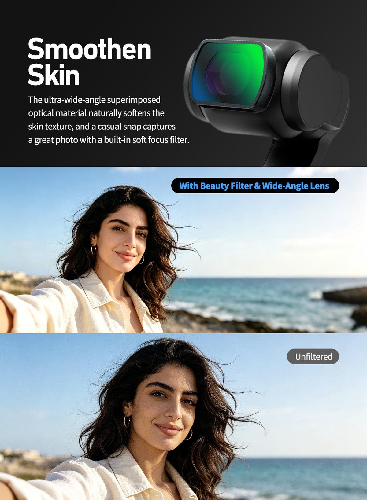لوموكس Lumox 2-in-1 Magnetic Beauty wide-angle Lens For Dji Osmo Pocket 3 Dji Osmo Pocket 4