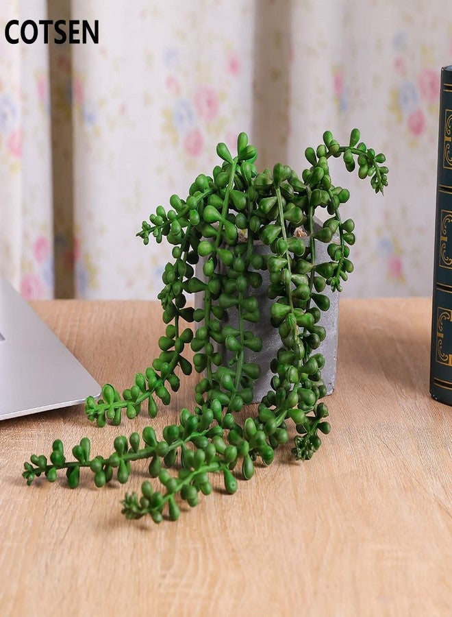 COTSEN 5pcs Artificial Succulents Hanging Plants 17Inch Fake String of Pearls Plants Realistic Green for Garden Office Interior and Outdoor Decoration - Image 3