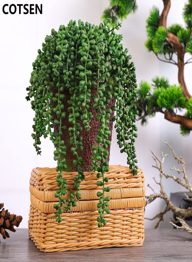 COTSEN 5pcs Artificial Succulents Hanging Plants 17Inch Fake String of Pearls Plants Realistic Green for Garden Office Interior and Outdoor Decoration - Image 2