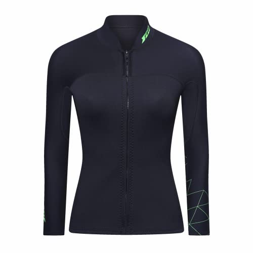 ZCCO Wetsuit Top Women's 3mm Neoprene Wetsuits Jacket,Front Zipper Long Sleeves Diving Suit for Swimming,Snorkeling,Scuba Diving,Surfing (3FT-WM-L) - Image 3