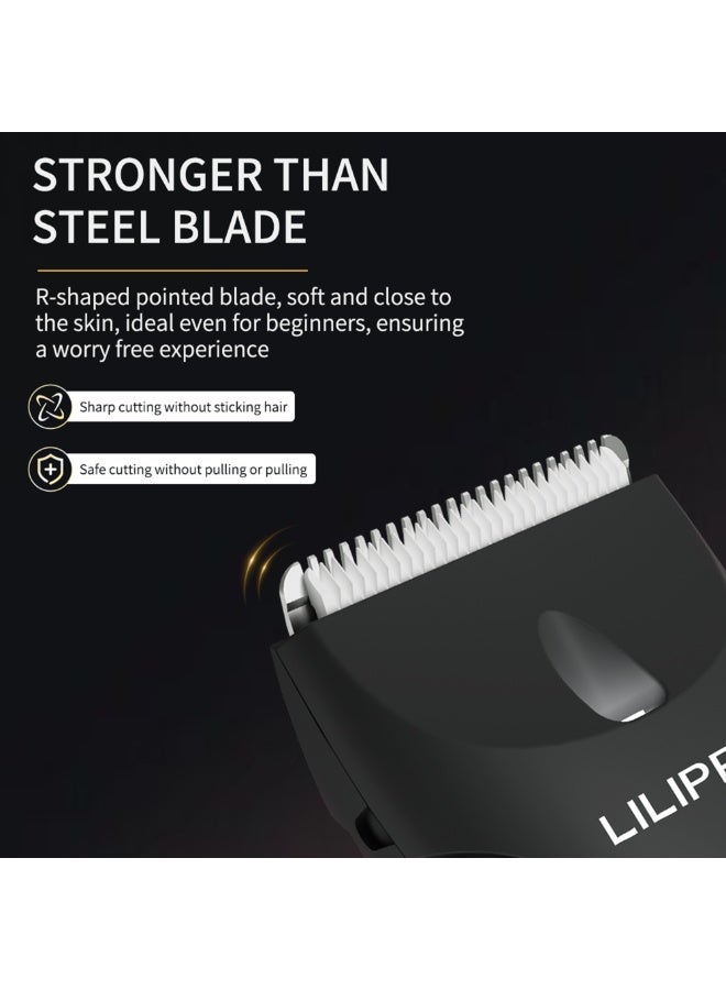ليليبرو مقص شعر الجسم والإبطات LILIPRO B7 المقاوم للماء - ماكينة حلاقة كهربائية قابلة لإعادة الشحن للرجال - واقي قابل للتعديل بطول 5 مستويات، إضاءة LED وشحن تايب-C - Image 4