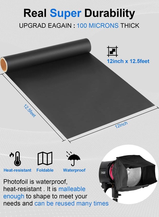 Selens Matte Cinefoil 12inch x 12.5feet Roll, Blcakfoil for Photograph Shaping Light & Masking Light Leaks - Image 4