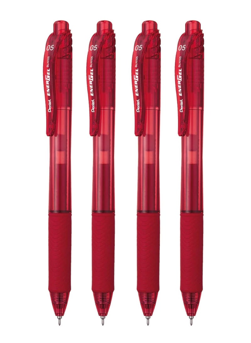 Pentel 4-Piece Energel Gel Ink Pen 0.5mm Tip Red Ink - Image 1