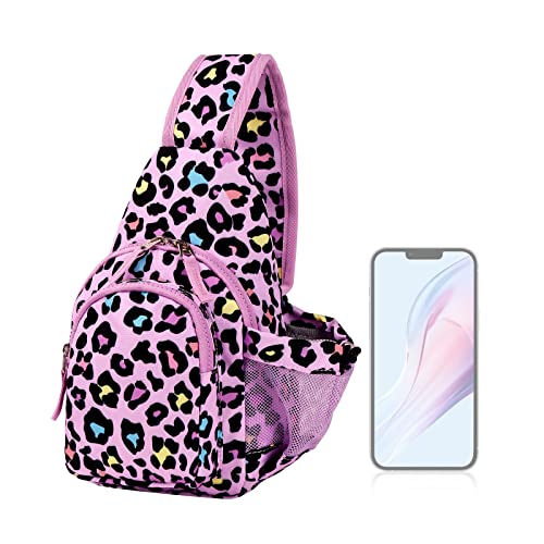 Choco Mocha Girls Sling Bags Kids Crossbody Bag for Girls Kids Sling Bags Ages 8-12 Girl Purse Christmas Purses Gifts, Leopard-Pink - Image 1