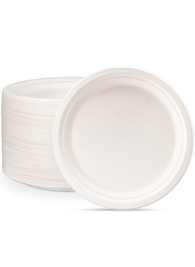 Comfy Package Comfy Package [10 Inch - 125 Pack Heavy-Duty White Paper Plates, 100% Compostable, Eco-Friendly - Biodegradable Disposable Plates, Sugarcane Paper Plates  - Image 1