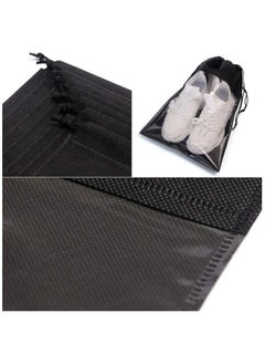Minelife Minelife 12 Pcs Large Travel Storage Shoe Bag, Waterproof Shoe Bags for Gym Traveling, Shoe Pouch Organizer Non-Woven with Rope for Men and Women(Black)  - Image 5