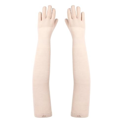 Footmate UV Sun Protection Driving Hand Gloves for Women - Combed Cotton Elbow Length Arm Sleeves for Outdoor Sports - Soft Long Gloves for Summer Winter - Free Size (Pack 1, Color - Skin) - Image 1