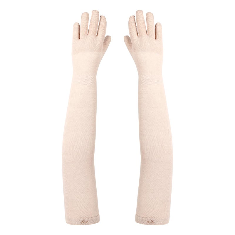 Footmate UV Sun Protection Driving Hand Gloves for Women - Combed Cotton Elbow Length Arm Sleeves for Outdoor Sports - Soft Long Gloves for Summer Winter - Free Size (Pack 1, Color - Skin) - Image 4