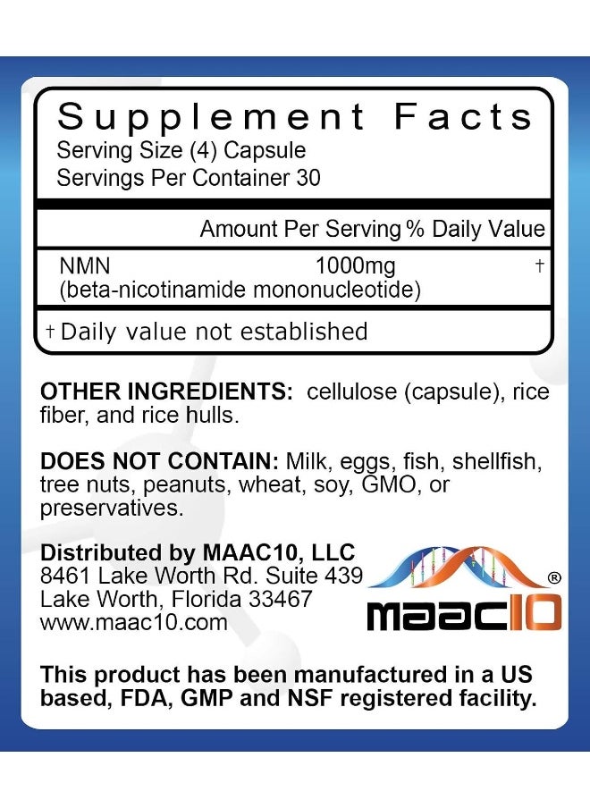 MAAC10 Formulas MAAC10 Formulas M 1000mg Nutritional Supplement Capsule with NMN Nicotinamide Mononucleotide NAD+ Supplement  - Image 2