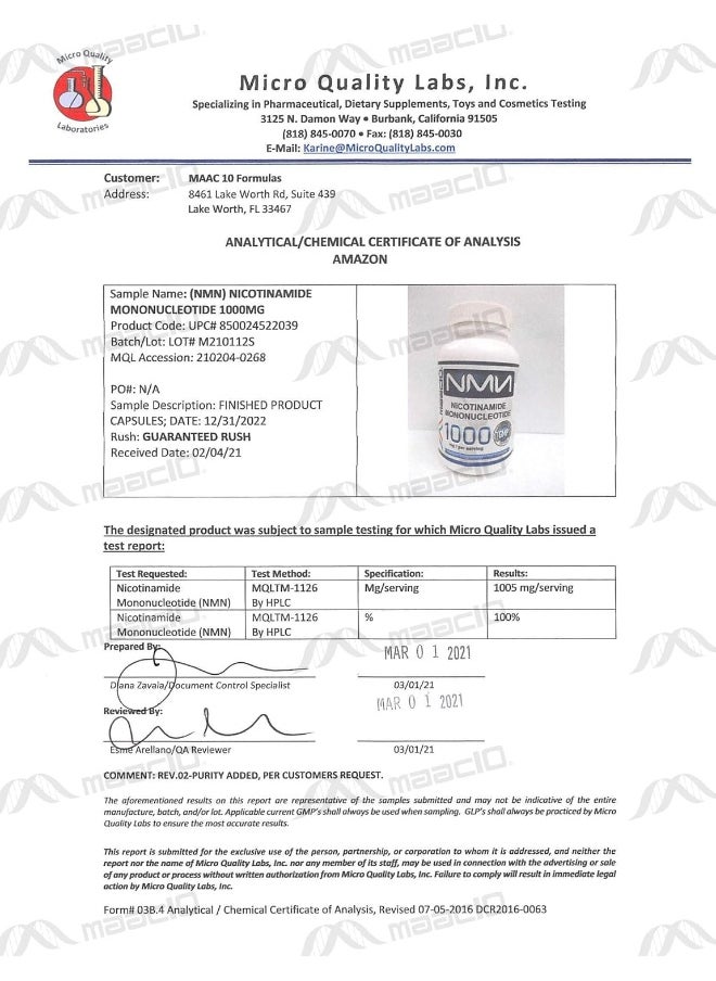 MAAC10 Formulas MAAC10 Formulas M 1000mg Nutritional Supplement Capsule with NMN Nicotinamide Mononucleotide NAD+ Supplement  - Image 5