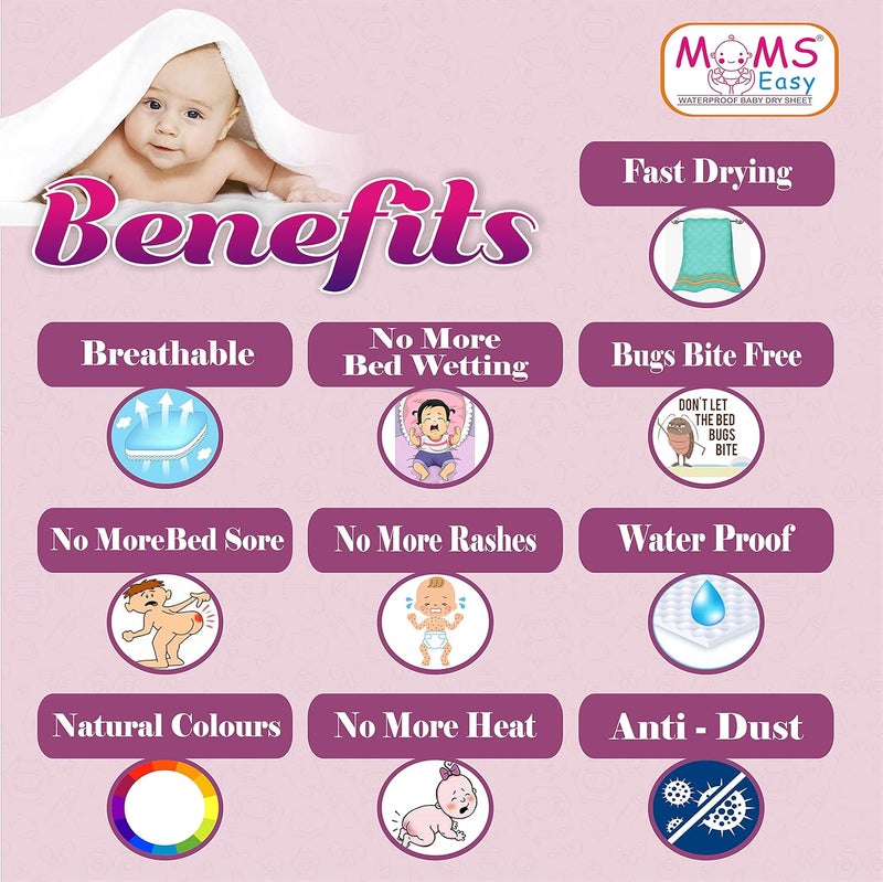 MOMSEASY MOMSEASY Water Proof and Reusable MatBed ProtectorAbsorbent Drysheet Pink XLarge 200x140 CM  - Image 5