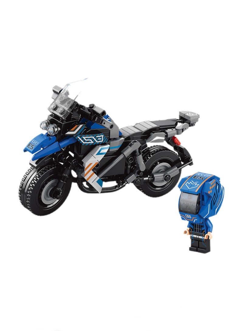 Off-road Motorcycle Model Children's Educational Assembly Toy Boy Building Block Gift Ornaments (Science Fiction Blue Water Bird) - Image 1