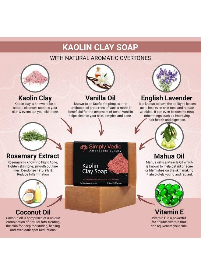 Simply Vedic - Kaolin Clay Soap Bar For Body Hand Face. Cold Pressed With Coconut Oil Handmade Gift Set For Men & Women. 100 Grams - Image 1