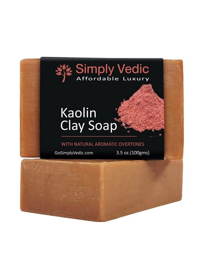 Simply Vedic - Kaolin Clay Soap Bar For Body Hand Face. Cold Pressed With Coconut Oil Handmade Gift Set For Men & Women. 100 Grams - Image 1
