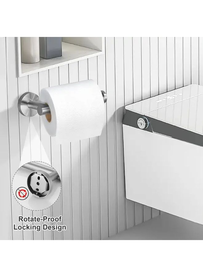 Stainless Steel Wall Mounted Toilet Paper Holder Silvery Rotating Locking Mechanism Modern Design - Image 1