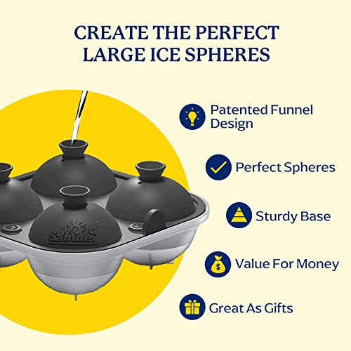 Samuelworld Ice Cube Trays - Jumble Big Cubes & 2.5 inches Large Sphere Ice Mold Combo for Whiskey and Cocktails, Keep Drinks Chilled (Grey) - Image 3