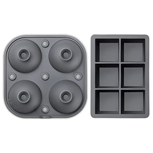 Samuelworld Ice Cube Trays - Jumble Big Cubes & 2.5 inches Large Sphere Ice Mold Combo for Whiskey and Cocktails, Keep Drinks Chilled (Grey) - Image 2
