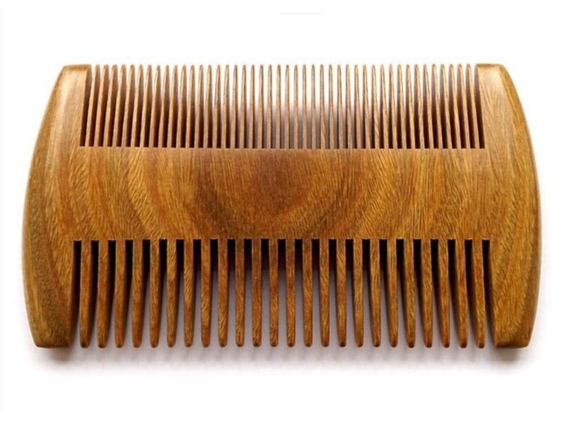 Myhsmooth Green Sandalwood Beard Comb, 4" Long Two Sides, Handmade Natural No Static Comb with Aromatic Scent for Long and Short Beards, Mustache Comb, Pack of 1 Pcs - Image 1