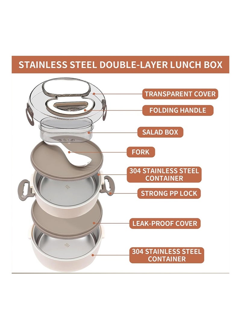 Yoawllty Lunch Box Stainless Steel, Bento Box with Insulated Lunch Bag and Cutlery, Leakproof Lunch Box Set for School, Office(Beige)  - Image 4