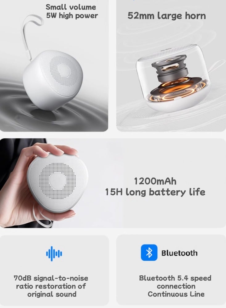 Wireless Bluetooth Speaker, Subwoofer,Mobile Player, Mini White - Image 3