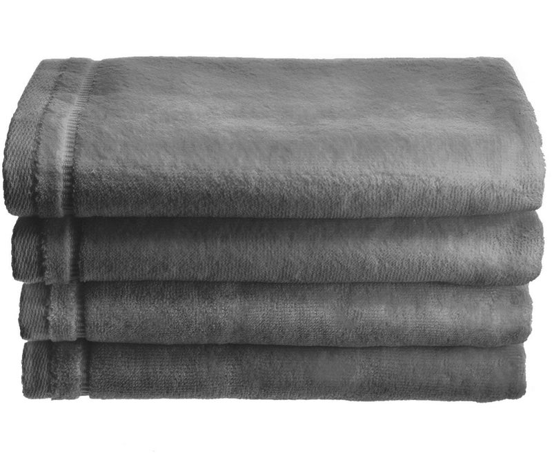 Creative Scents 100 Cotton Velour Fingertip Towels  4 Pack 11 by 18 Inch  Decorative Extra Absorbent and Soft Face Towel Ideal for Bathroom and Powder Room Gray