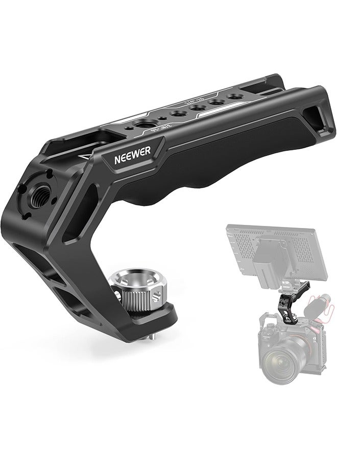 Neewer NEEWER Camera Top Handle with 3/8" ARRI Locating Pins, Comfort Silicone Grip with 1/4" 3/8" Threads and 3 Cold Shoes, Compatible with SmallRig Handles Camera Cages Video Rigs, CA007 - Image 1