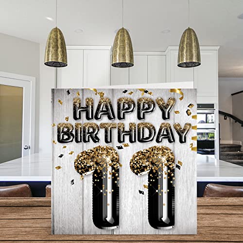 Stuff4 11th Birthday Card for Boys - Black & Gold Glitter Balloons - Happy Birthday Cards for 11 Year Old Boy Son Brother Grandson Cousin, 5.7 x 5.7 Inch Eleven Eleventh Bday Greeting Cards Gift - Image 3