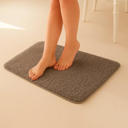 haus & kinder Plush Microfiber Bath Mat 45 x 60 cm | 2000 GSM Soft Ultra Absorbent Anti Skid Bathroom Floor Mat | Quick Dry Non Slip Bathmat for Home, Kitchen & Office | Solid Beige - Image 1