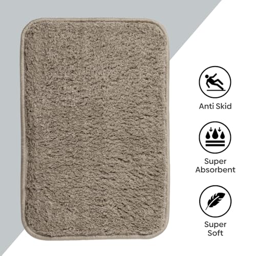 haus & kinder Plush Microfiber Bath Mat 45 x 60 cm | 2000 GSM Soft Ultra Absorbent Anti Skid Bathroom Floor Mat | Quick Dry Non Slip Bathmat for Home, Kitchen & Office | Solid Beige - Image 5