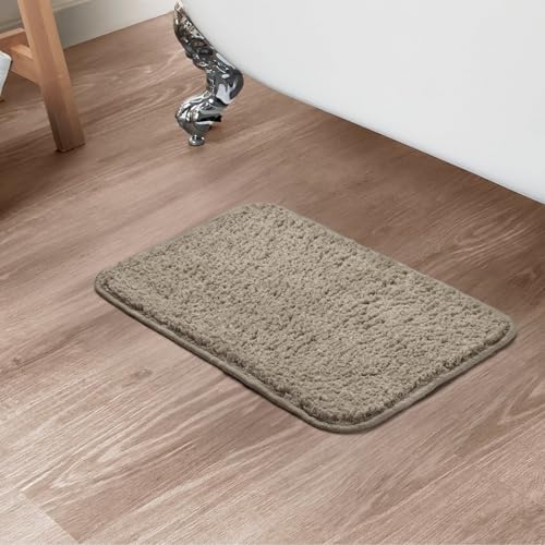 haus & kinder Plush Microfiber Bath Mat 45 x 60 cm | 2000 GSM Soft Ultra Absorbent Anti Skid Bathroom Floor Mat | Quick Dry Non Slip Bathmat for Home, Kitchen & Office | Solid Beige - Image 2