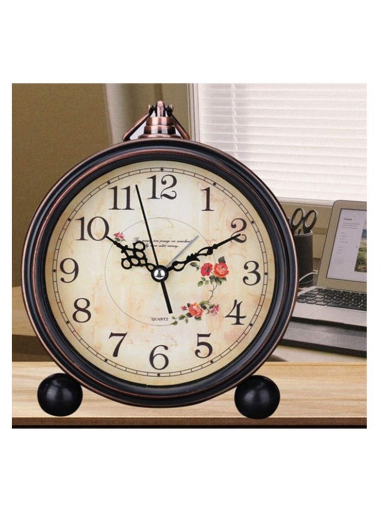 درامــــــا هوم  ساعة مكتب قديمة صامتة المنبه بجانب السرير غير موقوتة قديمة الطراز تعمل بالبطارية ساعات طاولة لغرفة النوم المكتب غرفة المعيشة مكتب الديكور - Image 1