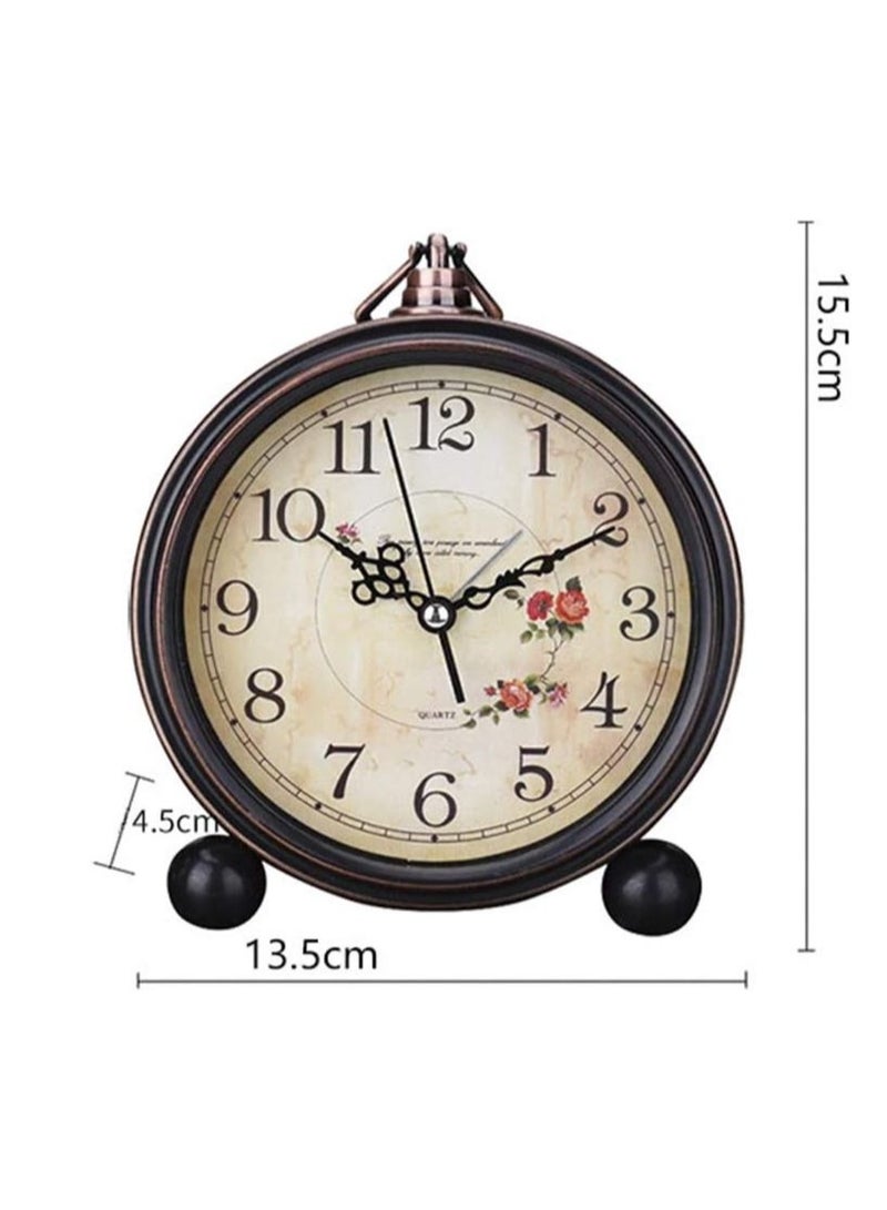 درامــــــا هوم  ساعة مكتب قديمة صامتة المنبه بجانب السرير غير موقوتة قديمة الطراز تعمل بالبطارية ساعات طاولة لغرفة النوم المكتب غرفة المعيشة مكتب الديكور - Image 2