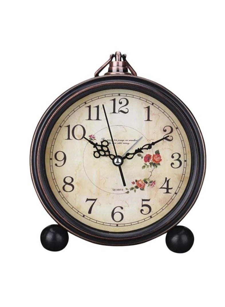 درامــــــا هوم  ساعة مكتب قديمة صامتة المنبه بجانب السرير غير موقوتة قديمة الطراز تعمل بالبطارية ساعات طاولة لغرفة النوم المكتب غرفة المعيشة مكتب الديكور - Image 3
