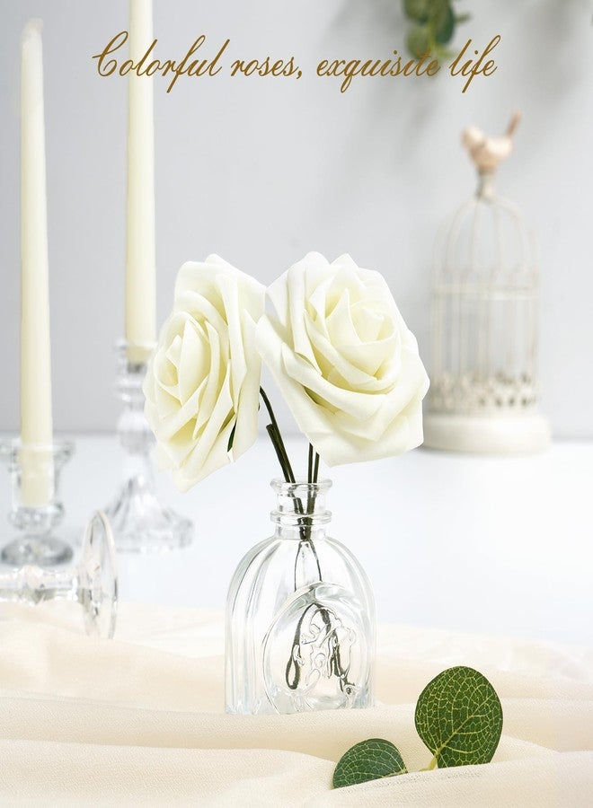 BLEUM CADE Artificial Flowers for Decoration - 16Pcs Ivory White Fake Roses with Stems, Real Looking Boxed Foam Roses for DIY Bouquets Centerpieces Wedding Party Arrangement Bridal Shower Decor - Image 4