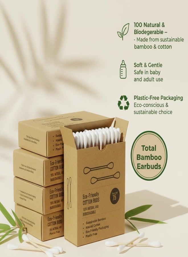 VEDAeco Cotton Buds - Pack of 4 | 100% Pure & Soft Premium Cotton Swabs with Bamboo Wooden Sticks | Safe Ear Cleaner Buds for Adults, Babies, Hygiene & Personal Care - Image 5